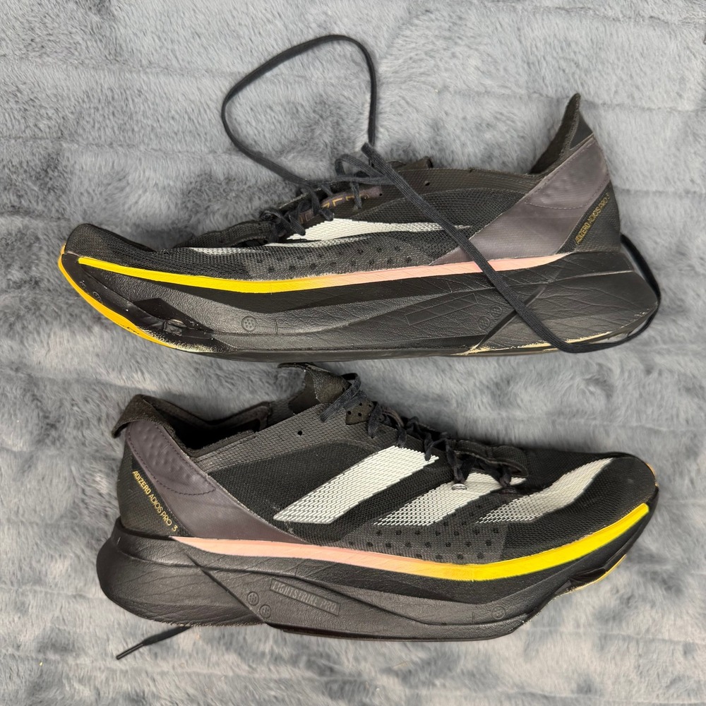Adidas Adizero Adios Pro 3 Mens Running Shoes Black Yellow IG6439 Size 10.5